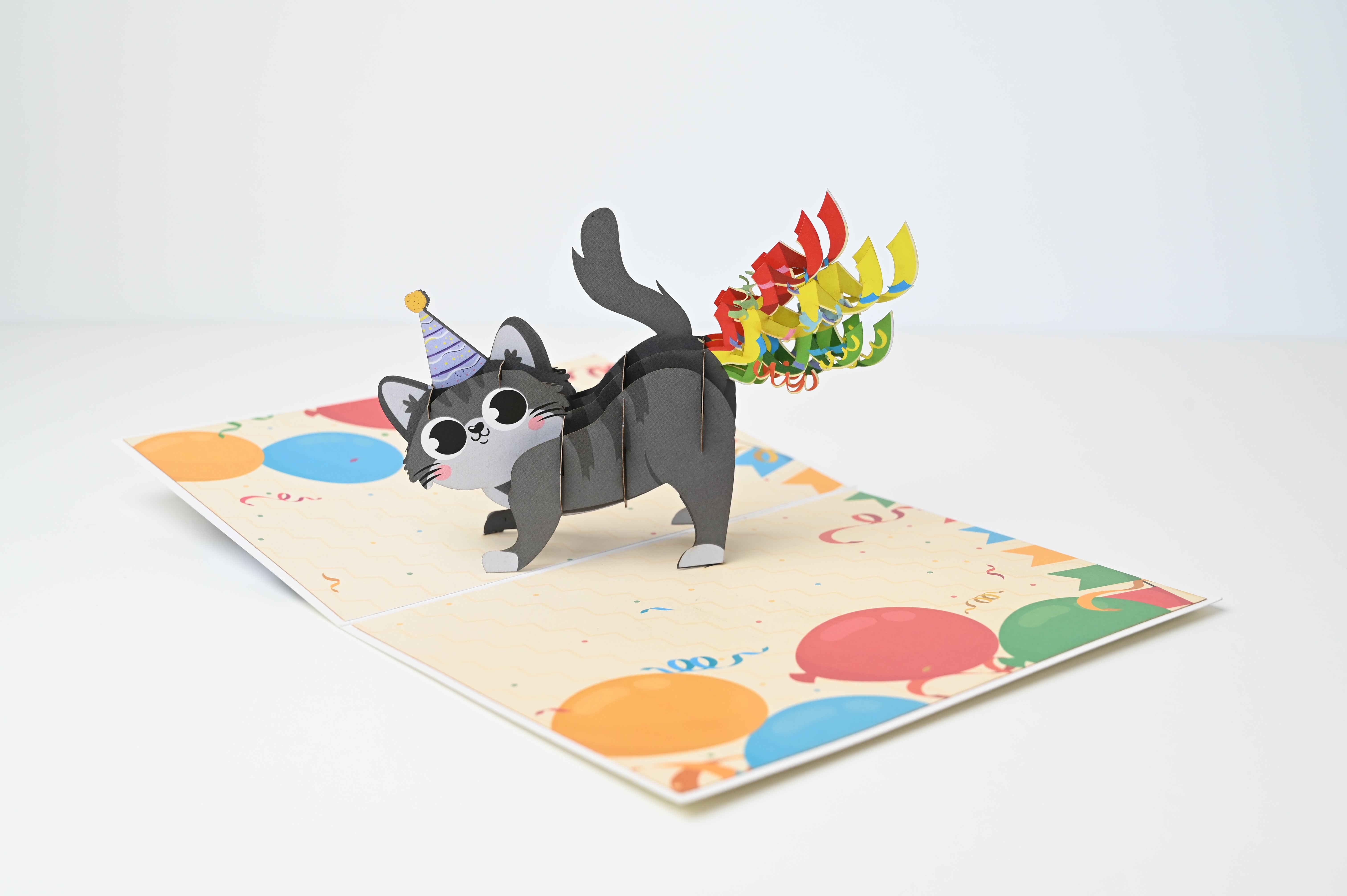 Birthday Cat 3D Pop-Up Card — Funny Gift for Cat Lovers, Party Kitten