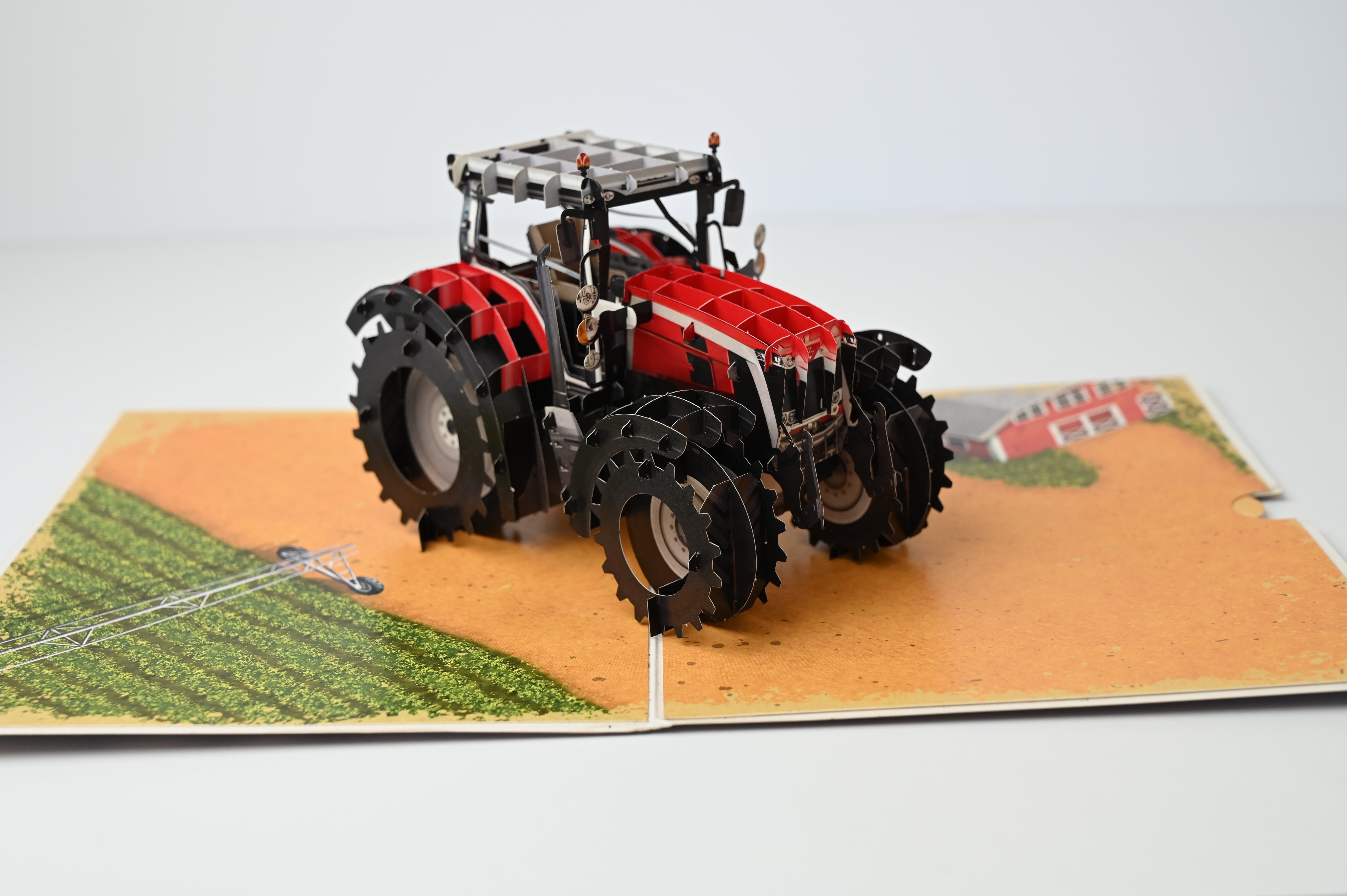 Red Tractor 3D Pop-Up Card — Unique Gift for Farmers & Dad