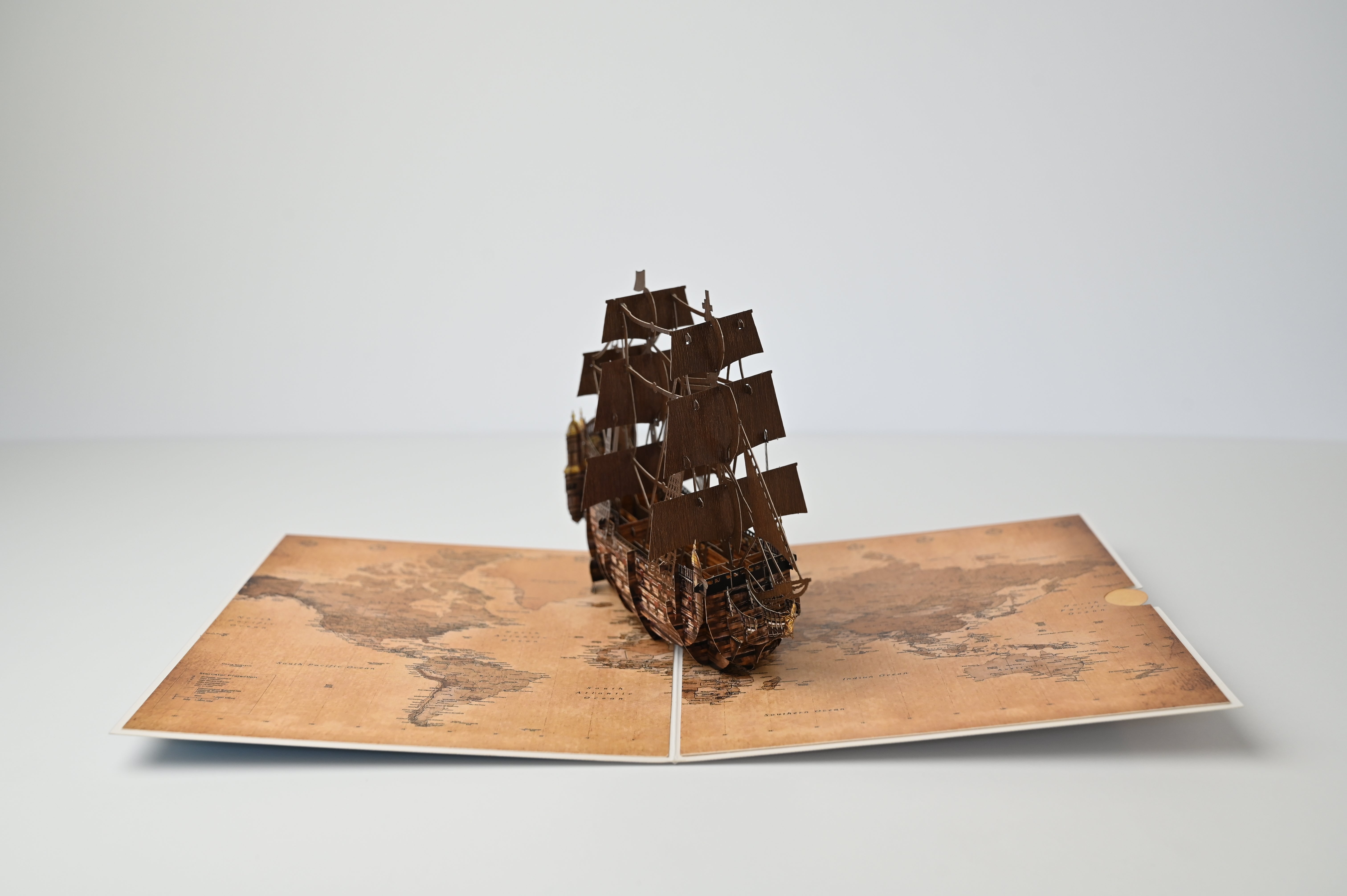 Galleon Ship 3D Pop-Up Card — Unique Gift for Him, Vintage Nautical Design NZ